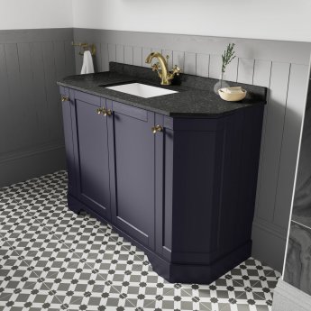 Hudson Reed Old London Angled Floor Standing Vanity Unit with 1TH Black Marble Top Basin 1000mm Wide - Twilight Blue