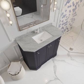 Hudson Reed Old London Angled Floor Standing Vanity Unit with 1TH Grey Marble Top Basin 1000mm Wide - Storm Grey