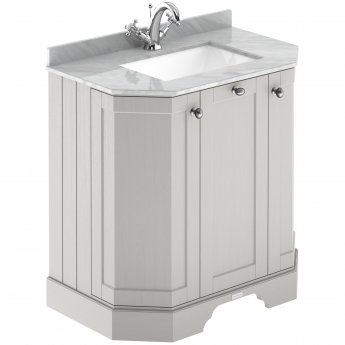 Hudson Reed Old London Angled Floor Standing Vanity Unit with 1TH Grey Marble Top Basin 750mm Wide - Timeless Sand