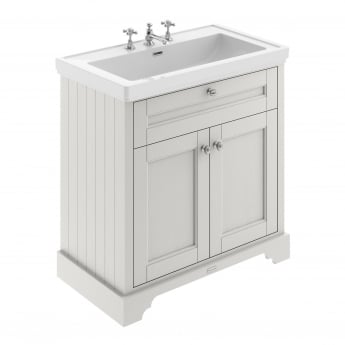 Hudson Reed Old London Floor Standing Vanity Unit with 3TH Classic Basin 800mm Wide - Timeless Sand