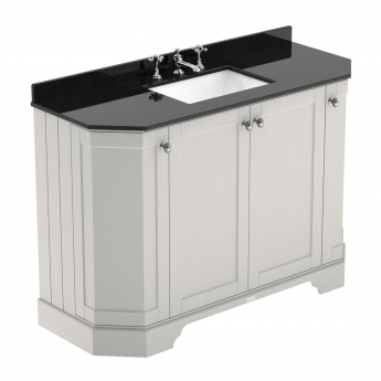 Hudson Reed Old London Angled Floor Standing Vanity Unit with 3TH Black Marble Top Basin 1200mm Wide - Timeless Sand