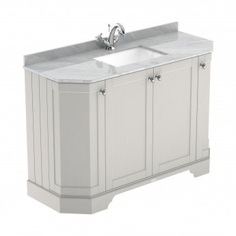 Hudson Reed Old London Angled Floor Standing Vanity Unit with 1TH Grey Marble Top Basin 1200mm Wide - Timeless Sand