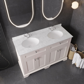 Hudson Reed Old London Floor Standing Vanity Unit with 1TH Grey Marble Top Basin 1200mm Wide - Hunter Green