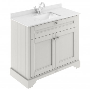 Hudson Reed Old London Floor Standing Vanity Unit with 1TH White Marble Top Rectangular Basin 1000mm Wide - Timeless Sand