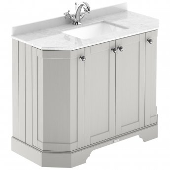 Hudson Reed Old London Angled Floor Standing Vanity Unit with 1TH White Marble Top Basin 1000mm Wide - Timeless Sand