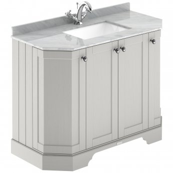 Hudson Reed Old London Angled Floor Standing Vanity Unit with 1TH Grey Marble Top Basin 1000mm Wide - Timeless Sand