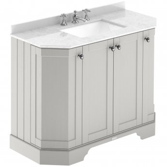 Hudson Reed Old London Angled Floor Standing Vanity Unit with 3TH White Marble Top Basin 1000mm Wide - Timeless Sand