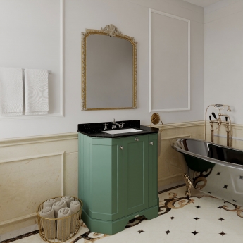 Hudson Reed Old London Angled Floor Standing Vanity Unit with 3TH Black Marble Top Basin 750mm Wide - Hunter Green