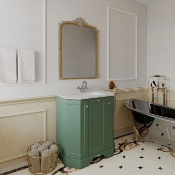 Hudson Reed Old London Angled Floor Standing Vanity Unit with 1TH Grey Marble Top Basin 750mm Wide - Hunter Green