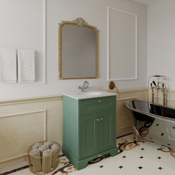 Hudson Reed Old London Floor Standing Vanity Unit with 1TH Grey Marble Top Basin 600mm Wide - Hunter Green