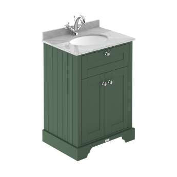 Hudson Reed Old London Floor Standing Vanity Unit with 1TH Grey Marble Top Basin 600mm Wide - Hunter Green