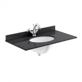 Hudson Reed Old London Floor Standing Vanity Unit with 1TH Black Marble Top Basin 800mm Wide - Storm Grey