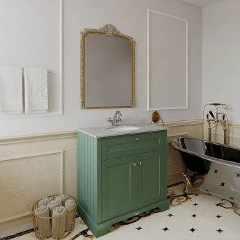 Hudson Reed Old London Floor Standing Vanity Unit with 1TH Grey Marble Top Basin 800mm Wide - Hunter Green