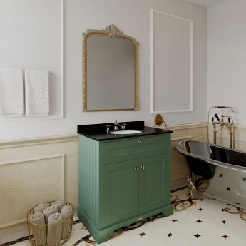 Hudson Reed Old London Floor Standing Vanity Unit with 3TH Black Marble Top Basin 800mm Wide - Hunter Green