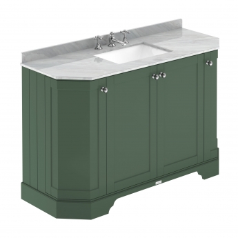 Hudson Reed Old London Angled Floor Standing Vanity Unit with 3TH Grey Marble Top Basin 1200mm Wide - Hunter Green