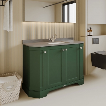 Hudson Reed Old London Angled Floor Standing Vanity Unit with 1TH Grey Marble Top Basin 1200mm Wide - Hunter Green