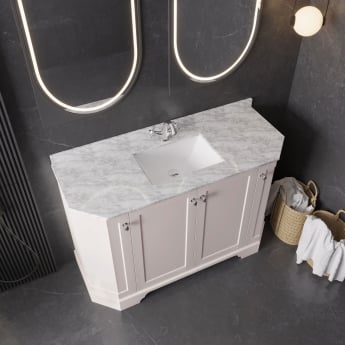 Hudson Reed Old London Angled Floor Standing Vanity Unit with 1TH White Marble Top Basin 1200mm Wide - Twilight Blue