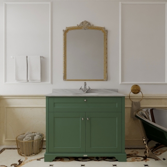 Hudson Reed Old London Floor Standing Vanity Unit with 1TH Grey Marble Top Basin 1000mm Wide - Hunter Green