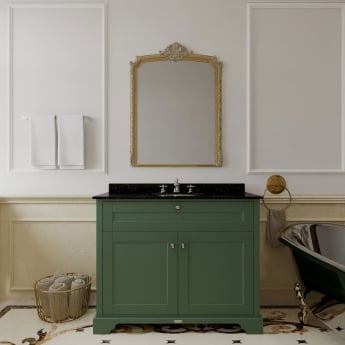 Hudson Reed Old London Floor Standing Vanity Unit with 3TH Black Marble Top Basin 1000mm Wide - Hunter Green