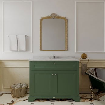 Hudson Reed Old London Floor Standing Vanity Unit with 3TH Grey Marble Top Basin 1000mm Wide - Hunter Green