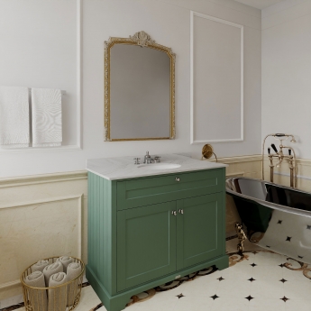 Hudson Reed Old London Floor Standing Vanity Unit with 3TH Grey Marble Top Basin 1000mm Wide - Hunter Green