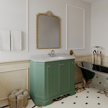 Hudson Reed Old London Angled Floor Standing Vanity Unit with 1TH Grey Marble Top Basin 1000mm Wide - Hunter Green