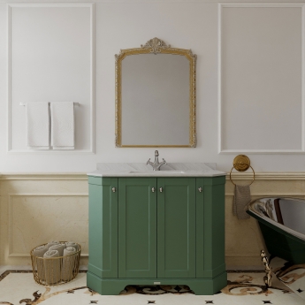 Hudson Reed Old London Angled Floor Standing Vanity Unit with 1TH Grey Marble Top Basin 1000mm Wide - Hunter Green