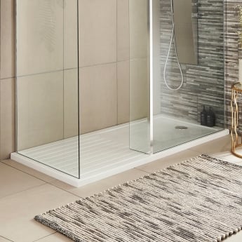 Pearlstone Slip-Resistant White 40mm Rectangular Walk-In Shower Tray