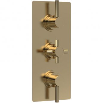 Hudson Reed Tec Pura Concealed Shower Valve with Diverter Triple Handle - Brushed Brass