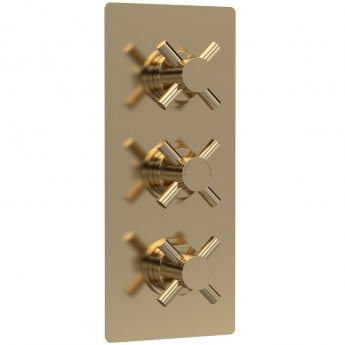 Hudson Reed Tec Crosshead Concealed Shower Valve with Diverter Triple Handle - Brushed Brass