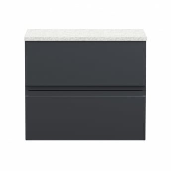 Hudson Reed Urban Wall Hung 2-Drawer Vanity Unit with Sparkling White Worktop 600mm Wide - Satin Anthracite