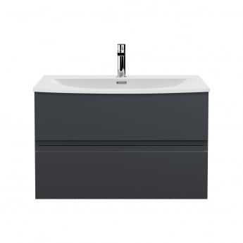 Hudson Reed Urban Wall Hung 2-Drawer Vanity Unit with Basin 4 Satin Anthracite - 800mm Wide