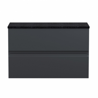 Hudson Reed Urban Wall Hung 2-Drawer Vanity Unit with Sparkling Black Worktop 800mm Wide - Satin Anthracite