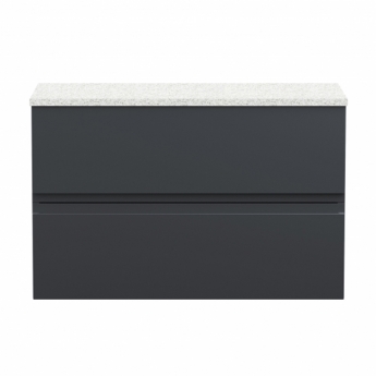 Hudson Reed Urban Wall Hung 2-Drawer Vanity Unit with Sparkling White Worktop 800mm Wide - Satin Anthracite