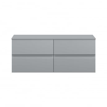 Hudson Reed Urban Wall Hung 4-Drawer Vanity Unit with Worktop 1200mm Wide - Satin Grey