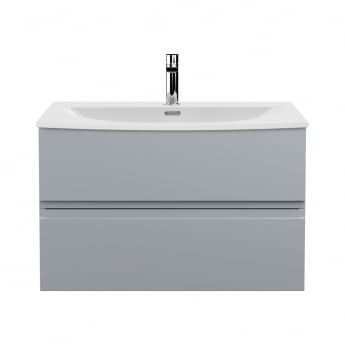 Hudson Reed Urban Wall Hung 2-Drawer Vanity Unit with Basin 4 Satin Grey - 800mm Wide