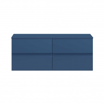 Hudson Reed Urban Wall Hung 4-Drawer Vanity Unit with Worktop 1200mm Wide - Satin Blue