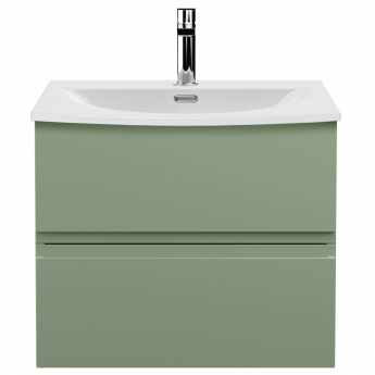 Hudson Reed Urban Wall Hung 2-Drawer Vanity Unit with Basin 4 Satin Green - 600mm Wide