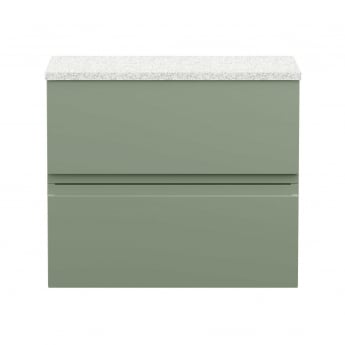 Hudson Reed Urban Wall Hung 2-Drawer Vanity Unit with Sparkling White Worktop 600mm Wide - Satin Green