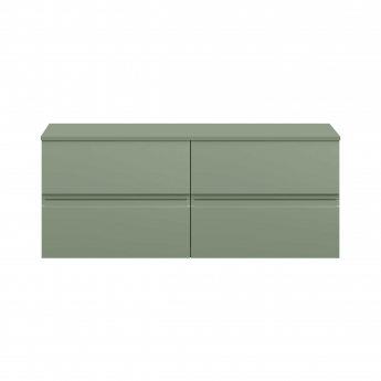 Hudson Reed Urban Wall Hung 4-Drawer Vanity Unit with Worktop 1200mm Wide - Satin Green