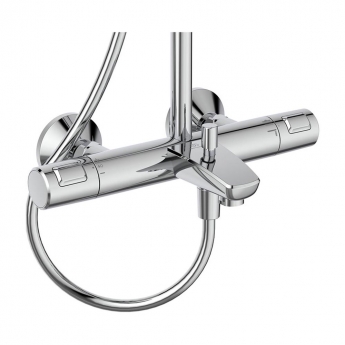Ideal Standard Ceratherm T25 Round Shower Riser Kit with Three Function Handset and Fixed Head - Chrome