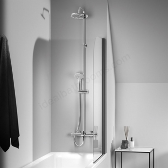 Ideal Standard Ceratherm T25 Round Shower Riser Kit with Three Function Handset and Fixed Head - Chrome
