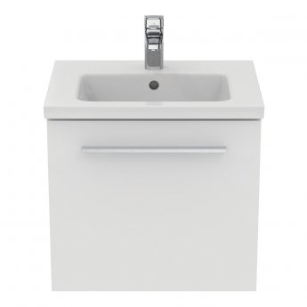 Ideal Standard I.Life S Compact Wall Hung 1-Drawer Vanity Unit with Basin and Brushed Chrome Handle 500mm Wide - Matt White