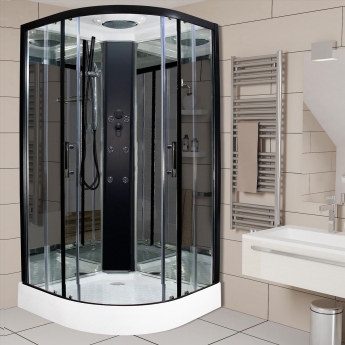 Insignia First Eco Quadrant Non Steam Shower Cabin 800mm x 800mm - Black Frame and Black Column