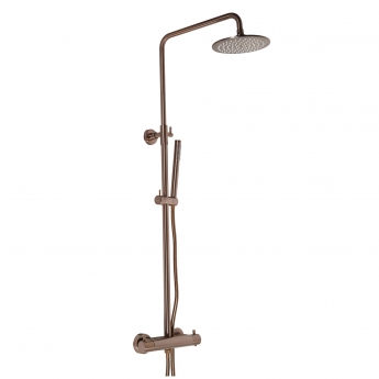 JTP Vos Thermostatic Bar Mixer Shower with Adjustable Riser + Shower Kit - Brushed Bronze