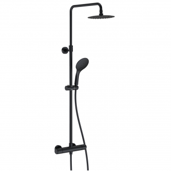 JTP Vos Thermostatic Bar Mixer Shower with Adjustable Riser + Shower Kit Cool Touch - Matt Black