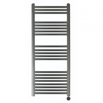 JTP Vos Electric Towel Rail with Thermostatic Heating Element 1200mm H x 500mm W - Brushed Black