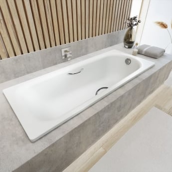 Kaldewei Eurowa Single Ended Rectangular Steel Enamel Bath with Twin Grips