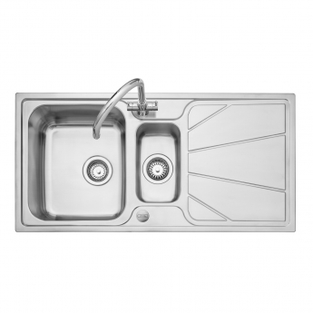 Leisure Nimbus 1.5 Bowl Stainless Steel Kitchen Sink with Waste Kit 1000mm L x 500mm W - Polished
