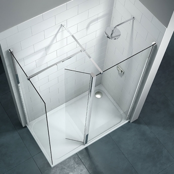 Merlyn 8 Series Wet Room Glass Shower Screen with Swivel Return Panel